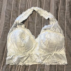 AERIE white lace halter bralette